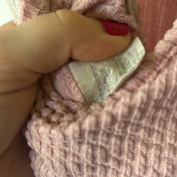 Roller Coaster Blush Pink Ribbed Tie-Strap Romper Jumpsuit – Women’s Size Medium - Picture 7 of 9